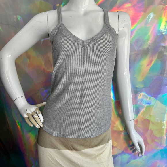 Free People Ribbed Gray Tank Top - Picture 1 of 8